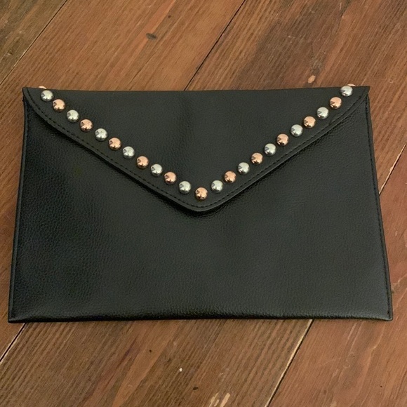 B-Low The Belt Black Envelope Style Studded Clutch Chic Modern Stylish - Picture 1 of 7